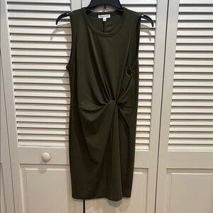 Socialite Olive Twist Front Midi Dress